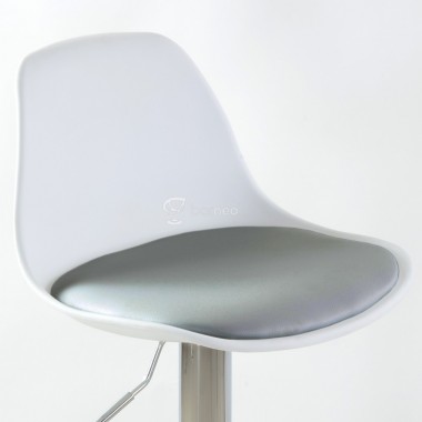 Барный стул Barneo N-39 Soft белый пластик, серая кожа