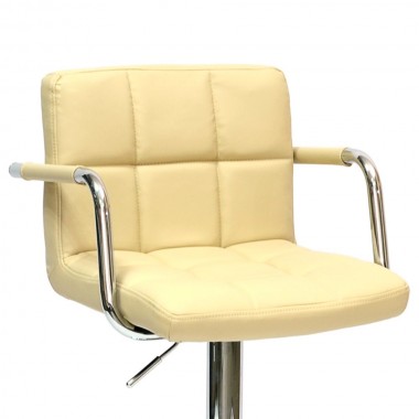 Барный стул Barneo N-69 Kruger Arm Chrome PU бежевая кремовая кожа (10*10415)