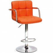 Барный стул Barneo N-69 Kruger Arm Chrome PU оранжевая кожа  (10*10415)