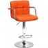 Барный стул Barneo N-69 Kruger Arm Chrome PU оранжевая кожа  (10*10415)