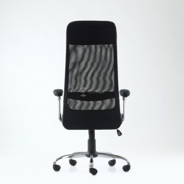 Кресло Barneo K-115 для персонала черная ткань, черная сетка, газлифт 3кл