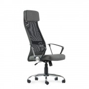 Кресло Barneo K-116 для персонала серая ткань, черная сетка, газлифт 3кл