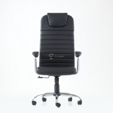 Кресло Barneo K-117 для персонала черная кожа, газлифт 3кл