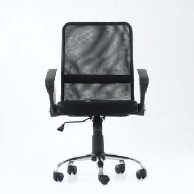 Кресло Barneo K-147 для персонала черная ткань и сетка