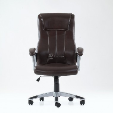 Кресло Barneo K-148 для руководителя коричневая кожа, газлифт 3кл, PU-R57