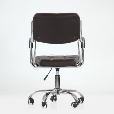 Кресло Barneo K-29 на колесиках, хром, коричневая кожа #A23
