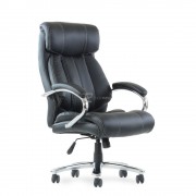 Кресло Barneo K-303 для руководителя черная кожа, газлифт 3кл, PU-X18