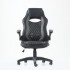 Кресло Barneo K-37 черная кожа серые вставки, газлифт 3кл, игровое