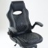 Кресло Barneo K-37 черная кожа серые вставки, газлифт 3кл, игровое