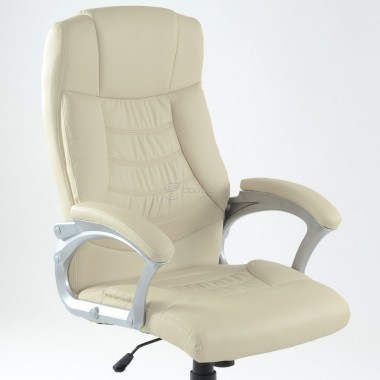 Кресло Barneo K-7 для руководителя бежевая кожа, газлифт 3кл, PU-27